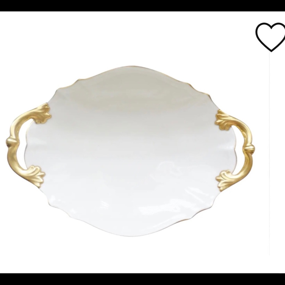 Vintage,Lenox Valencia Ivory 24K Gold Handle Platter